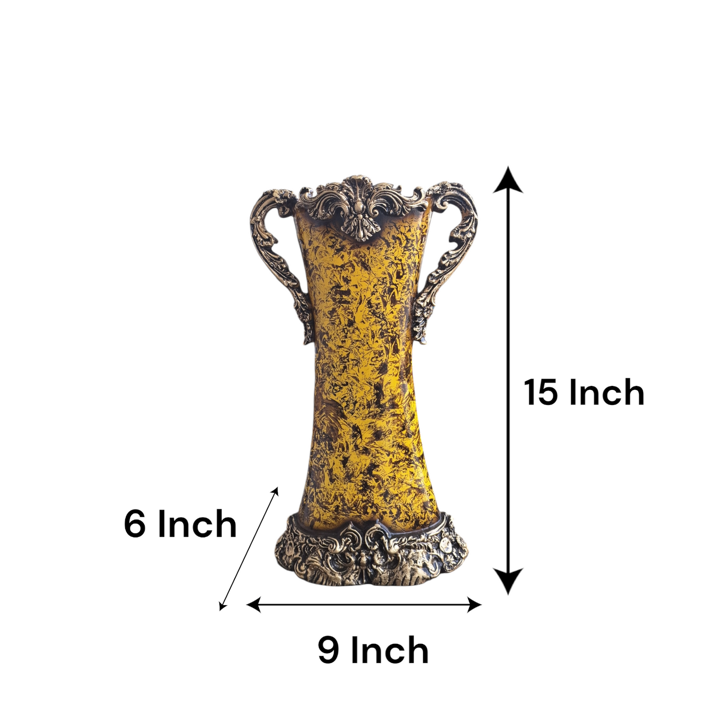 Yellow Black Antique Flower Vase