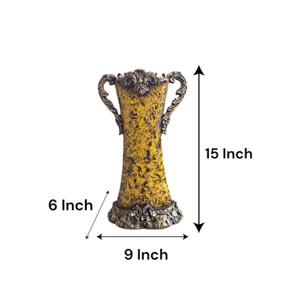 Yellow Black Antique Flower Vase