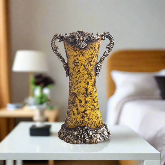 Yellow Black Antique Flower Vase